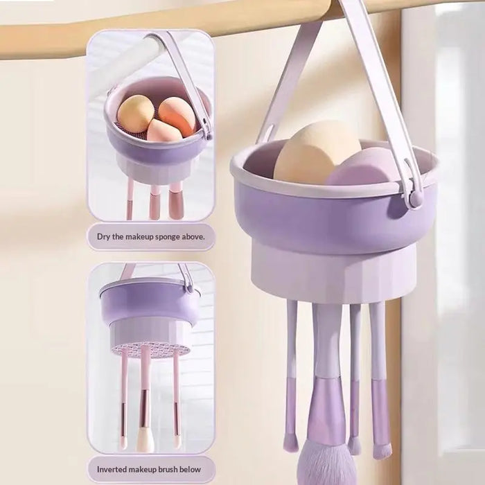 3-In-1 Makeup Brush Cleaner Mat & Drying Rack - Cosmetic Brush Cleaning & Air Dry Tool, Beauty Tool Organizer Set