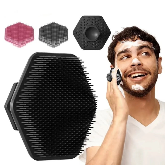 Men Silicone Face Scrubber Mini Manual Facial Cleansing Brush Deep Clean Blackhead Remover Shaving Massage Skin Exfoliator Tool