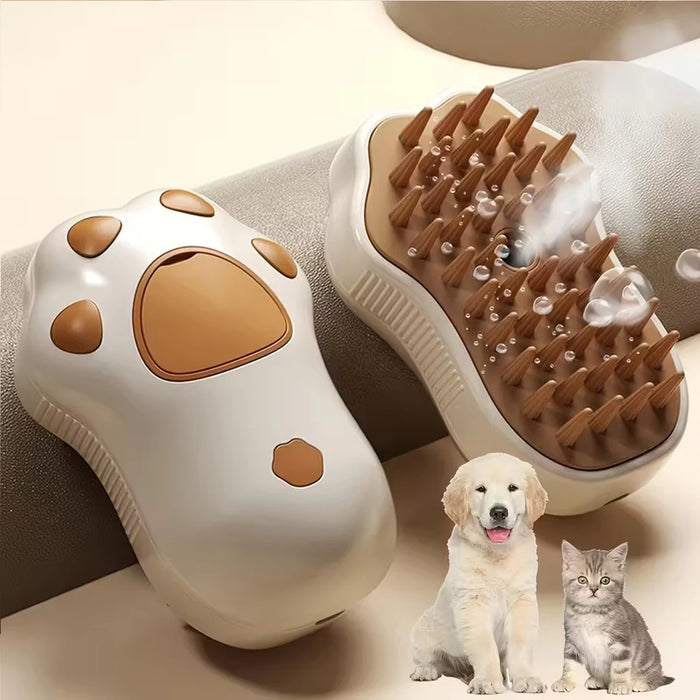 3 In 1 Electric Pet Steaming Brush Cat Paw Styles One Button Spray Massage Self Cleaning Slicker Brush for Cats Dog Hair Removal